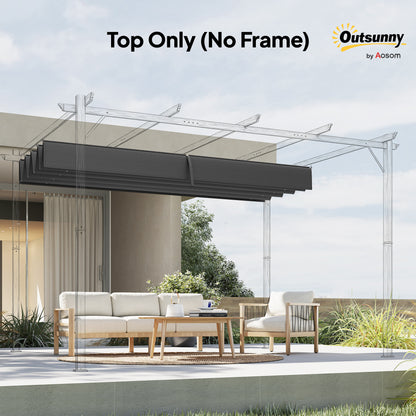 Pergola Cover Roof, 2.86 x 2.45 m Retractable Sun Shade Top for 3 x 2m Pergola Frame, UV30+ Protected, Dark Grey