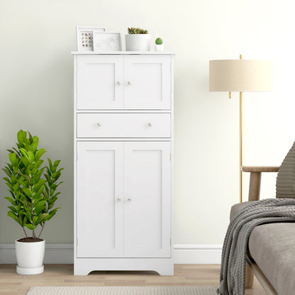 Multi-Storage Freestanding Kitchen Cabinet with Adjustable Lower Shelf - White
