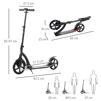 Foldable Kick Scooter with Double Shock Absorption and Big Wheels