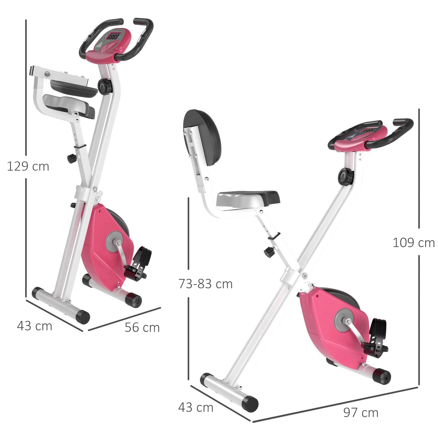 Folding Exercise Bike, Fitness Bicycle Indoor Trainer, 8-Level Magnetic Resistance Adjustable, with LCD Monitor
