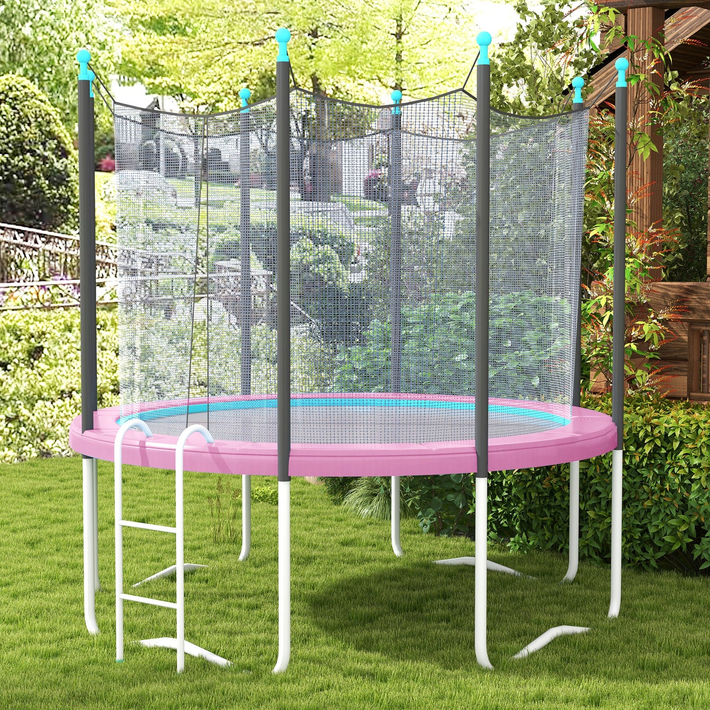 8FT Trampoline Spring Cover, Plastic Trampoline Pad Replacement with Elastic Cord, Waterproof