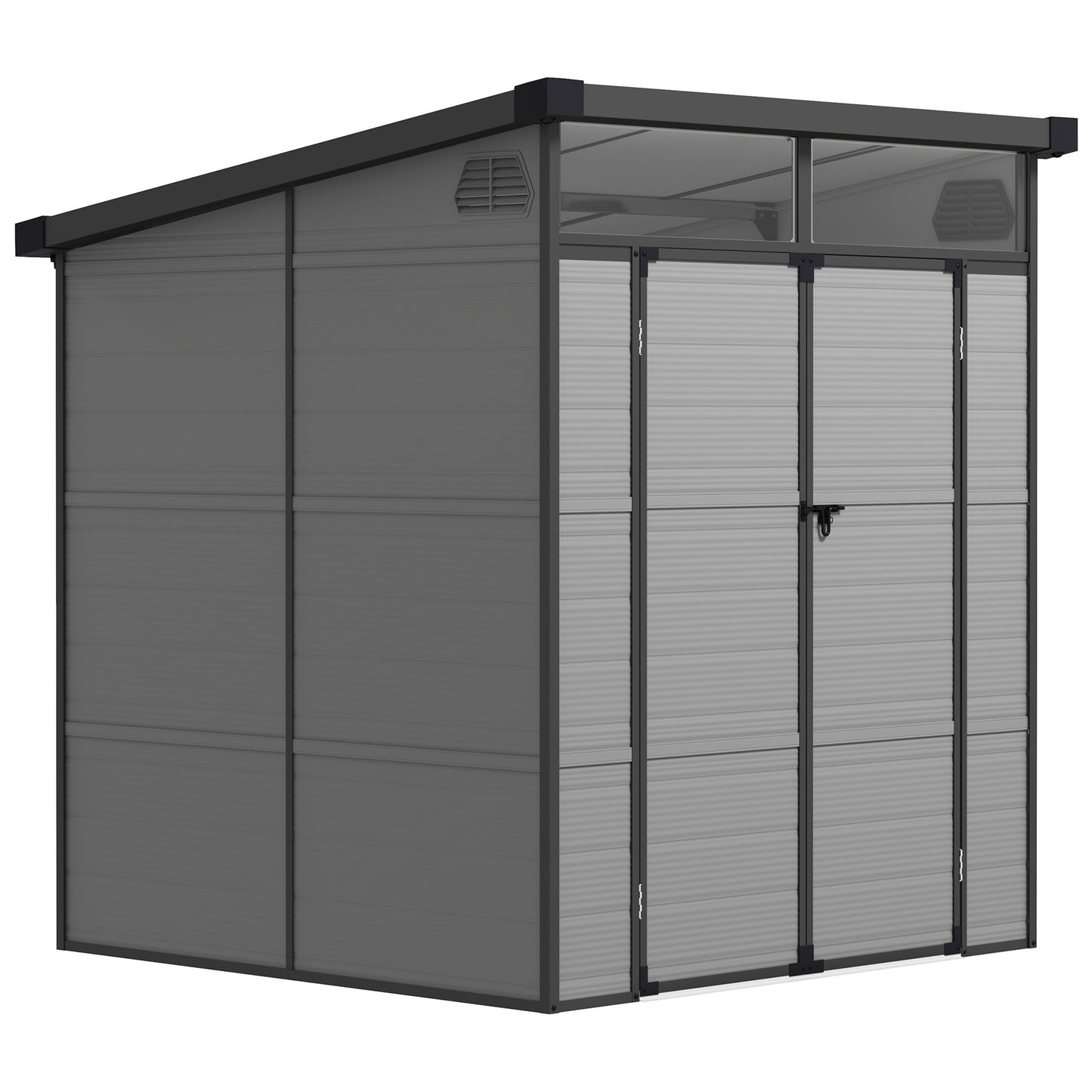6 x 6ft Outdoor Storage Shed, Plastic Garden Shed with Windows and Air Vents, Outdoor Resin Tool Shed