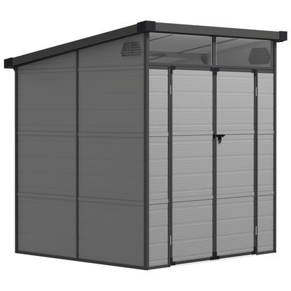6 x 6ft Outdoor Storage Shed, Plastic Garden Shed with Windows and Air Vents, Outdoor Resin Tool Shed