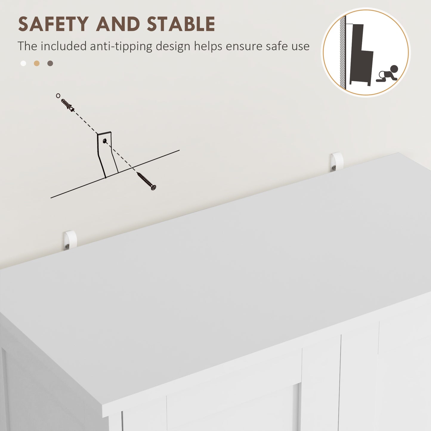 Multi-Storage Freestanding Kitchen Cabinet with Adjustable Lower Shelf - White