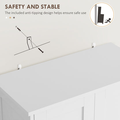 Multi-Storage Freestanding Kitchen Cabinet with Adjustable Lower Shelf - White