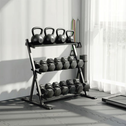 3-Tier Adjustable Dumbbell Rack, Heavy-Duty Weight Rack for Dumbbells, Kettlebells and Multiple Balls