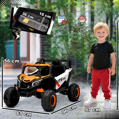 12V Kids Ride On Car with Remote Control, Kids Electric Car with Suspension System, Music, for Ages 3-5 Years, Orange