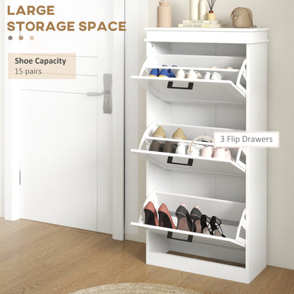 Three-Drawer Minimalistic Shoe Storage Cabinet, for 15 Shoes