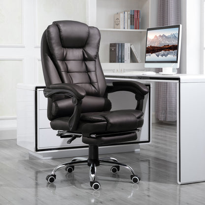 PU Leather Executive Office Chair, High Back Swivel Chair with Retractable Footrest, Adjustable Height, Reclining Function