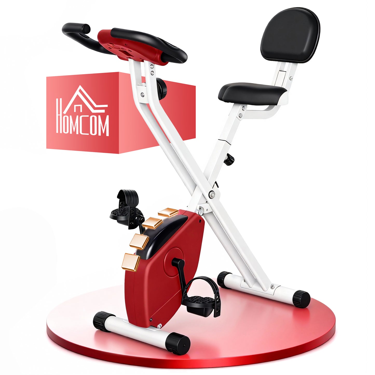 Folding Exercise Bike, Fitness Bicycle Indoor Trainer, Quiet 8-Level Magnetic Resistance, with LCD Monitor