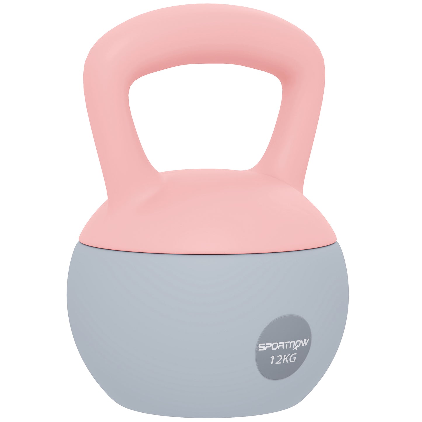 12KG Soft Kettlebell, Kettlebell with Non-Slip Handle for Home Gym, Weight Lifting, Strength Training, Pink/Grey