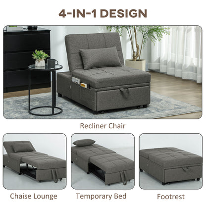 Four-In-One Single Sleeper Chair - Dark Grey
