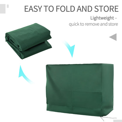 3-Seat Outdoor Garden Swing Chair Protective Cover Water UV Resistant, 240L x 133Wcm, Green