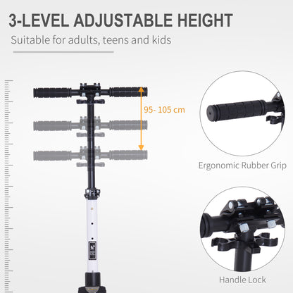 Folding Kick Scooter Hight-Adjustable Urban Scooter w/ Rear Brake, Double Shock Absorption System & 2 Big Wheels