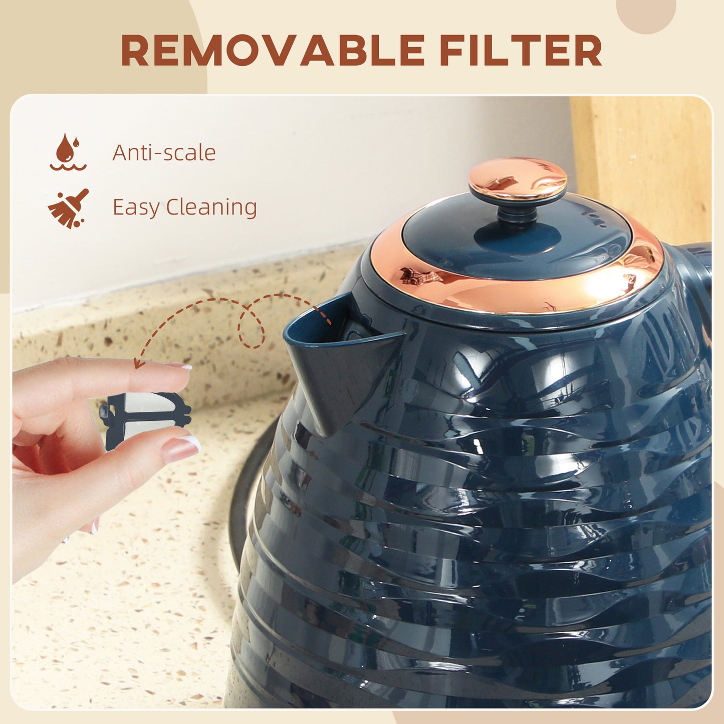 3kW Rapid Boil Honeycomb Kettle - Dark Blue