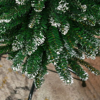 6FT Artificial Snow Dipped Christmas Tree Xmas Pencil Tree Holiday Home Indoor Decoration with Foldable Black Stand, Green