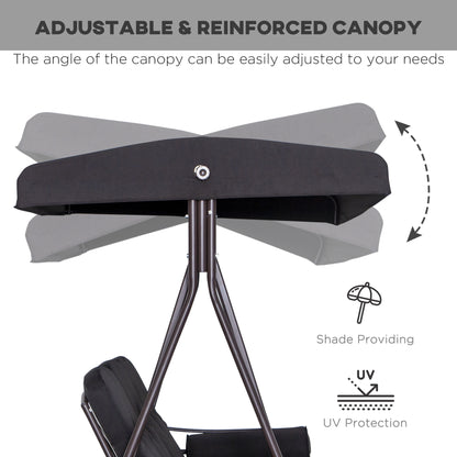 3 Seater Swing Chair Hammock Chair with Adjustable Canopy, Black