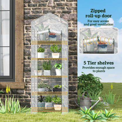 193cm Five Shelf Mini Greenhouse - White