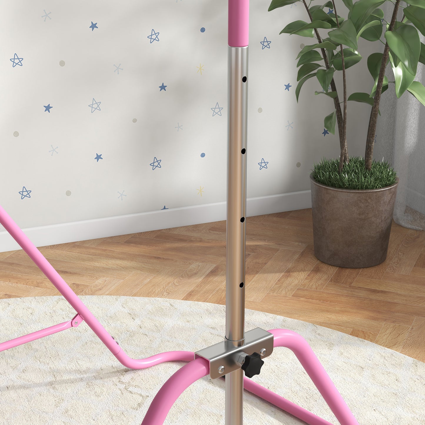 Kids Gymnastic Bar, with Adjustable Height, Foldable Horizontal Bars - Pink