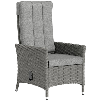 105°-150° Reclining Rattan Chair - Light Grey