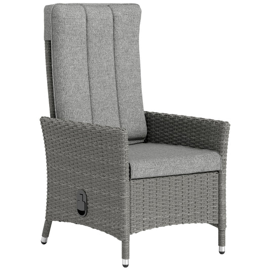 105°-150° Reclining Rattan Chair - Light Grey