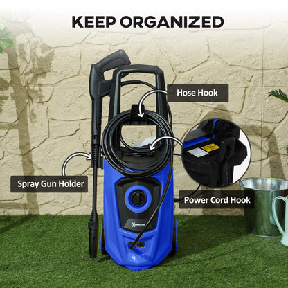 1800W High Pressure Washer, 150 Bar Pressure, 510 L/h Flow, High-Performance Portable Power Jet Wash Cleaner Blue
