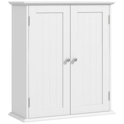 Bathroom Wall Cabinet, 3-Tier Wall-Mounted Bathroom Storage Cabinet with Adjustable Shelf, White