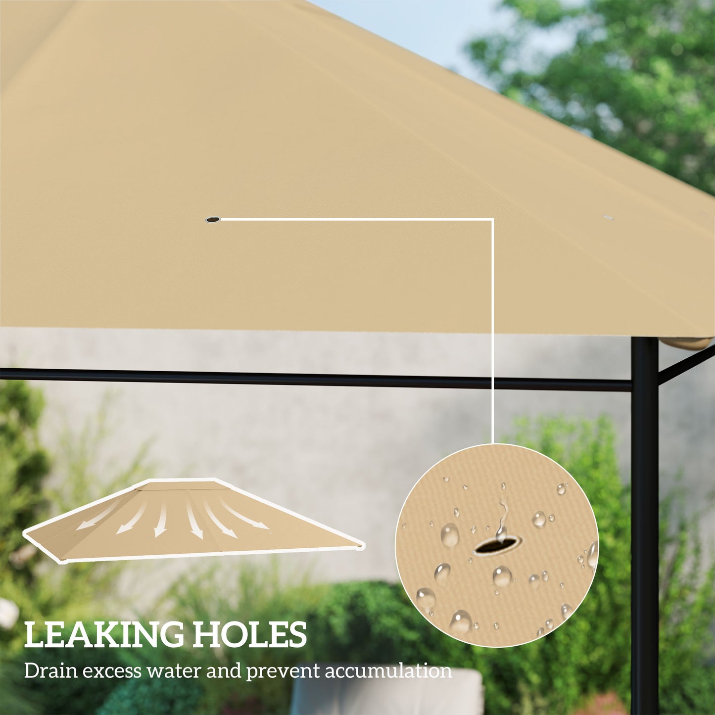 3 x 4m Gazebo Canopy Replacement Cover, Gazebo Roof Replacement (TOP COVER ONLY), Khaki