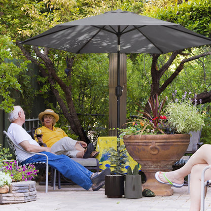 2.6 m Garden Parasol Umbrella with Aluminium Pole, Outdoor Patio Umbrella with Tilt and Crank, Vent, Grey