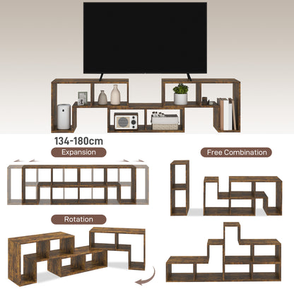 Three-Block Modular TV Stand - Rustic Brown
