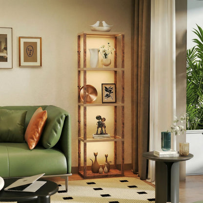Four-Shelf Floor Lamp - Rustic Brown
