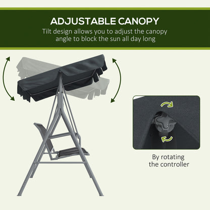 3 Seater Swing Chair, Garden Swing Bench with Adjustable Tilting Canopy