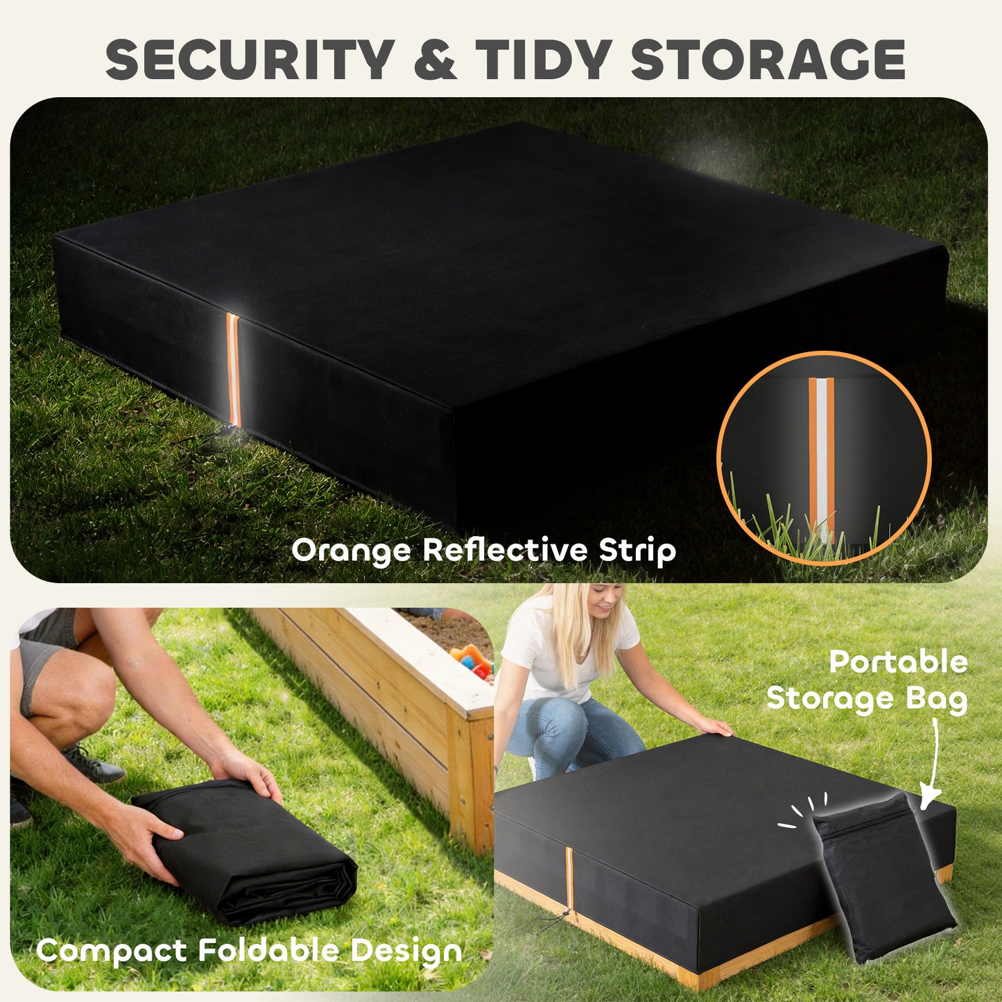 Sandbox Cover, Square Sandpit Cover Waterproof Dustproof UV Protection, Sandbox Canopy with Drawstring and Elastic Band