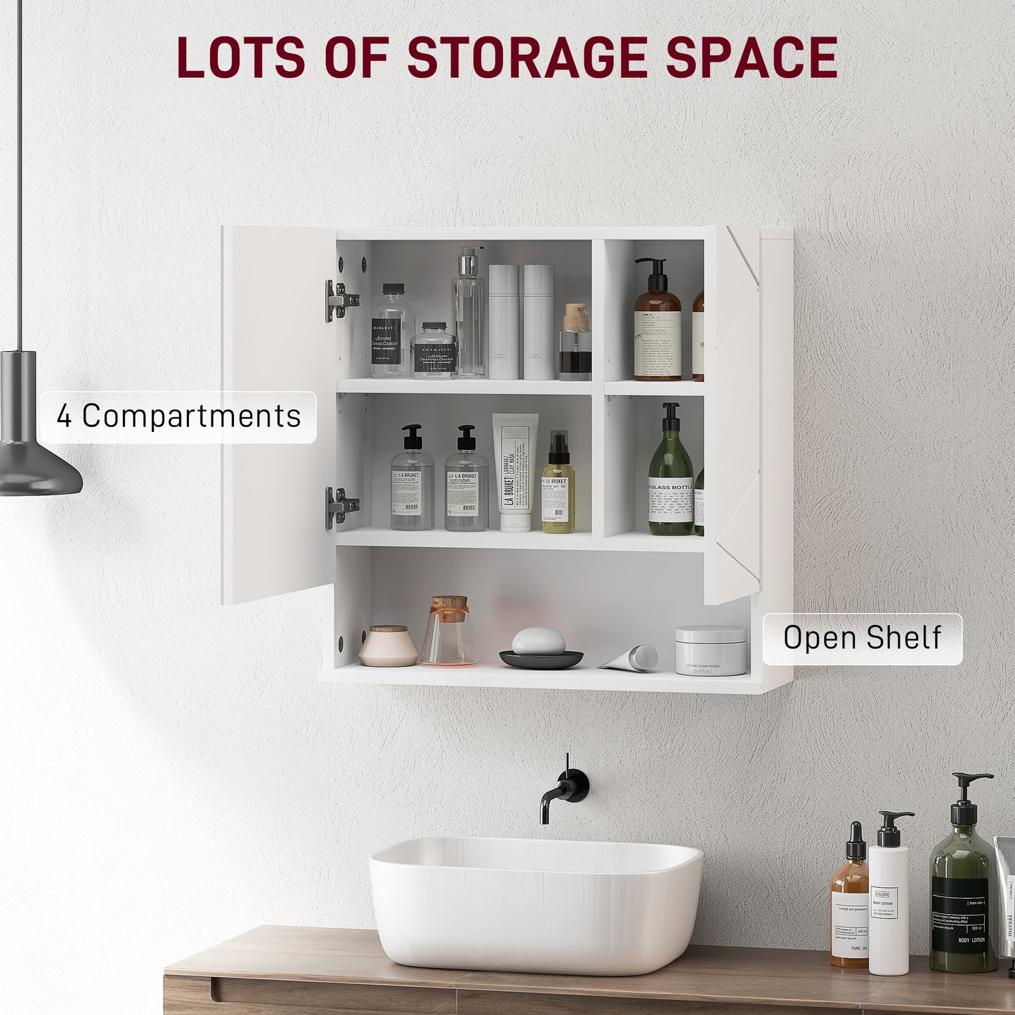 Wall Mounted Bathroom Storage Cupboard - White