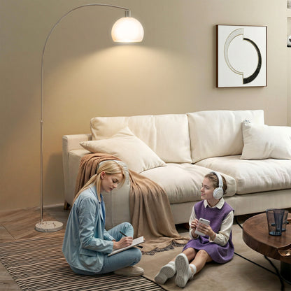 Floor Lamp for Living Room, Modern Standing Lamp with Shade & Foot Switch for Bedroom, Office, White