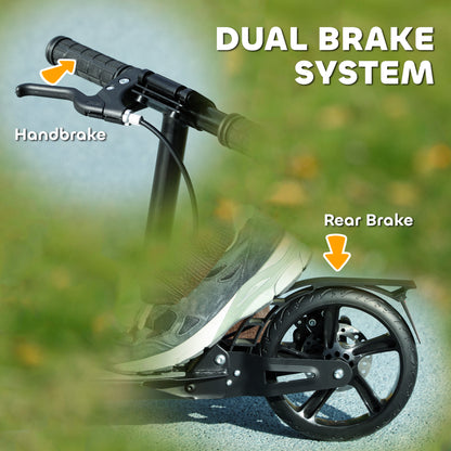 Kids Scooter with Four-Level Adjustable Handlebar, Dual Brake System, 200mm Wheels, ABEC-7 Bearings, Black