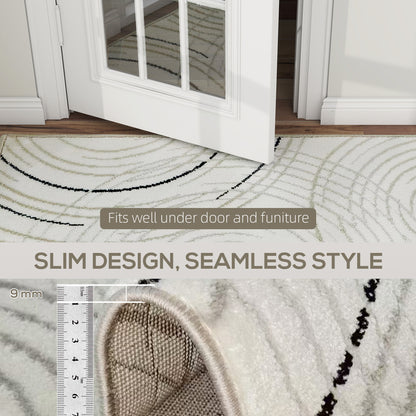 Modern Area Rug, Swirl Pattern Machine Washable Rug, Allergy-Friendly Floor Carpet for Living Room, Bedroom, Dining Room