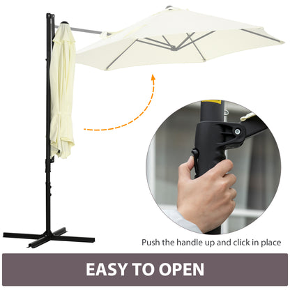 2.5M Garden Cantilever Parasol, Offset Roma Patio Umbrella Hanging Sun Shade Canopy Shelter