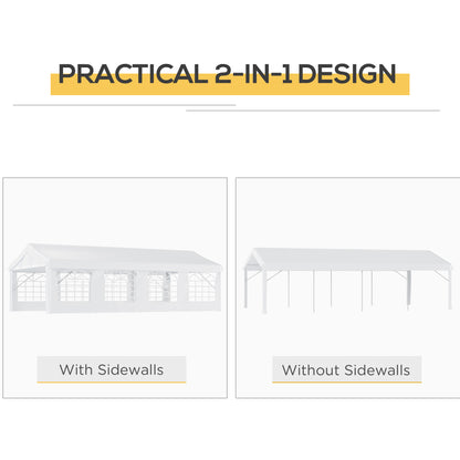 8m x 4m Garden Gazebo Marquee Wedding Shelter Level 4 Wind Protection, White