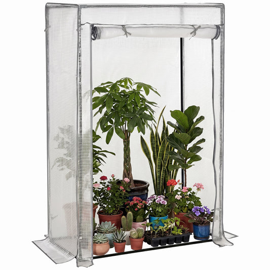 100 x 50 x 150cm Tomato Greenhouse with Roll-up Door, Mini Greenhouse with PE Cover