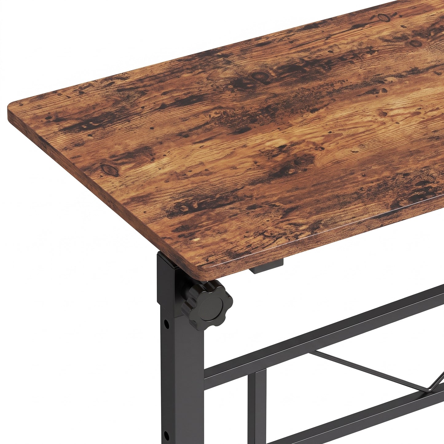 Overbed Table Adjustable Height Sofa Side Table with Wheels 80 x 40 cm Rustic Brown Black