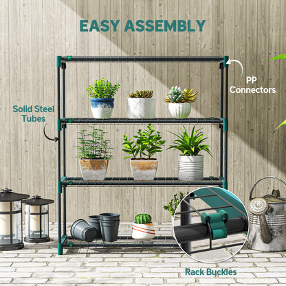 4-Tier Plant Stand Indoor Outdoor, Set of 2 Metal Plant Shelf with Rack Buckles for Easy Assembly, Flower Display Rack