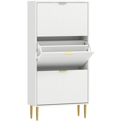 Elegant Three-Drawer Shoe Cabinet - White