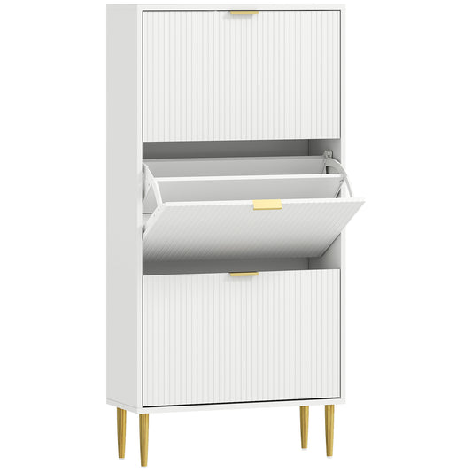 Elegant Three-Drawer Shoe Cabinet - White