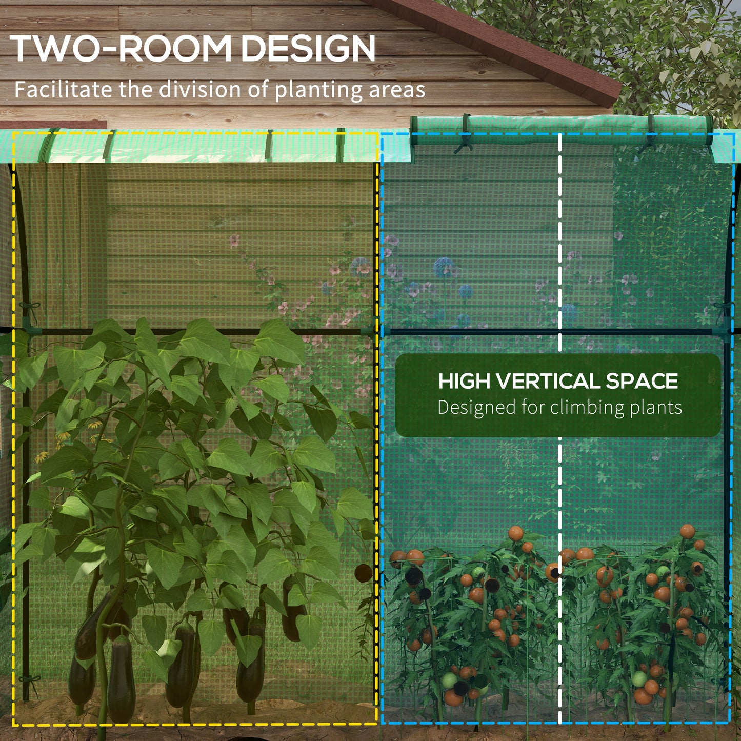 Tomato Greenhouse, Garden Growhouse with 2 Roll-up Doors and 4 Mesh Windows, Portable Indoor Outdoor Green House