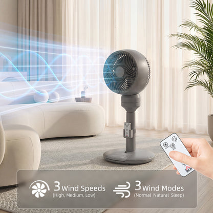 Air Circulator Fan Pedestal Cooling Fan with 3 Speed 3 Mode and Remote Control, 9 Inch, Grey