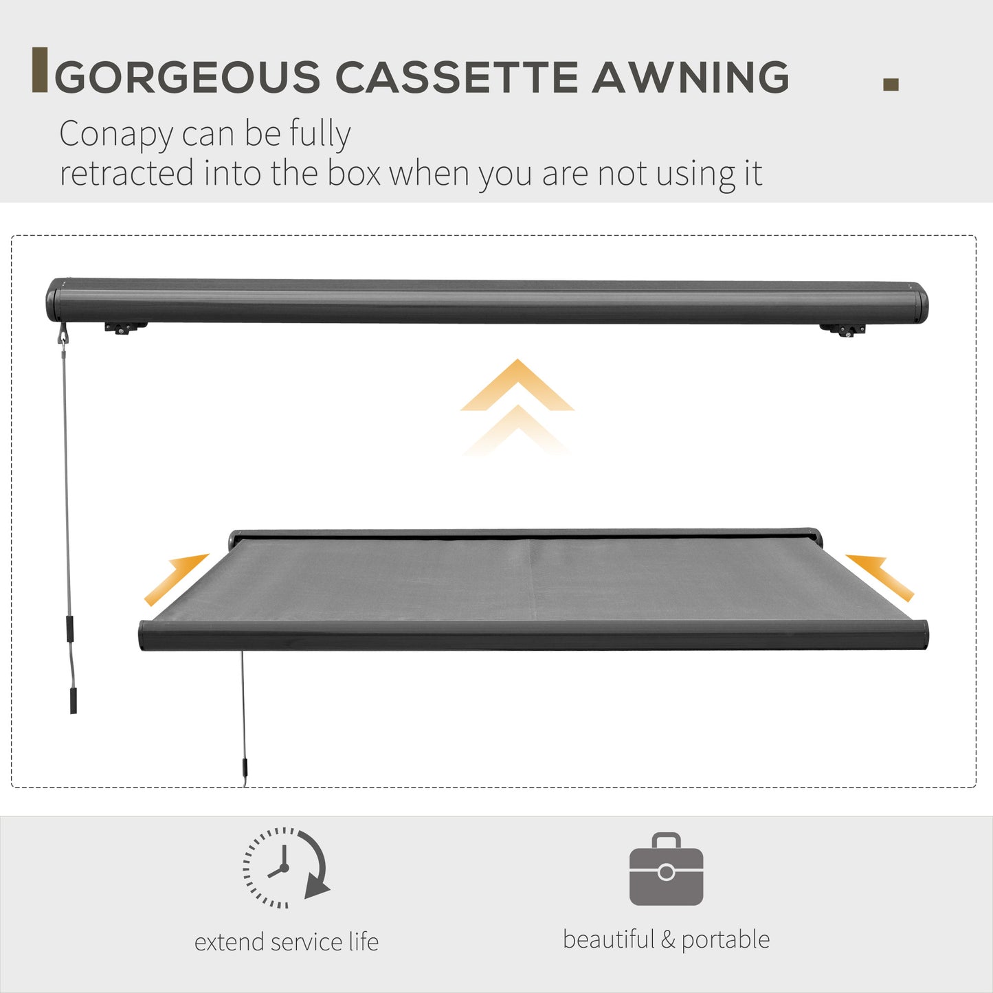 Cassette Electric Manual Awning Door Window Retractable Canopy w/ R/C
