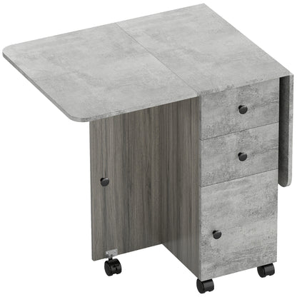 Multi-Storage Six-Person Drop Leaf Dining Table - Mixed Grey