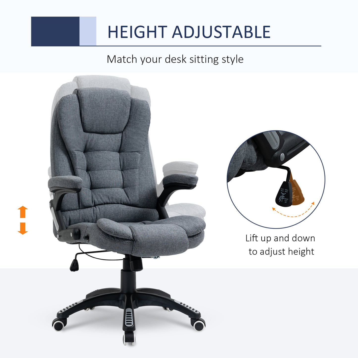 Ergonomic Office Chair Comfortable Desk Chair with Armrests Adjustable Height Reclining and Tilt Function Dark Grey