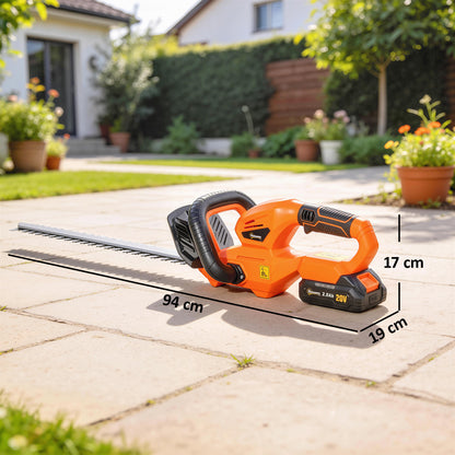 20" Cordless Hedge Trimmer, 18V Electric Hedge Cutter with 51cm Dual Action Blade, 2000mAh Battery and Charger